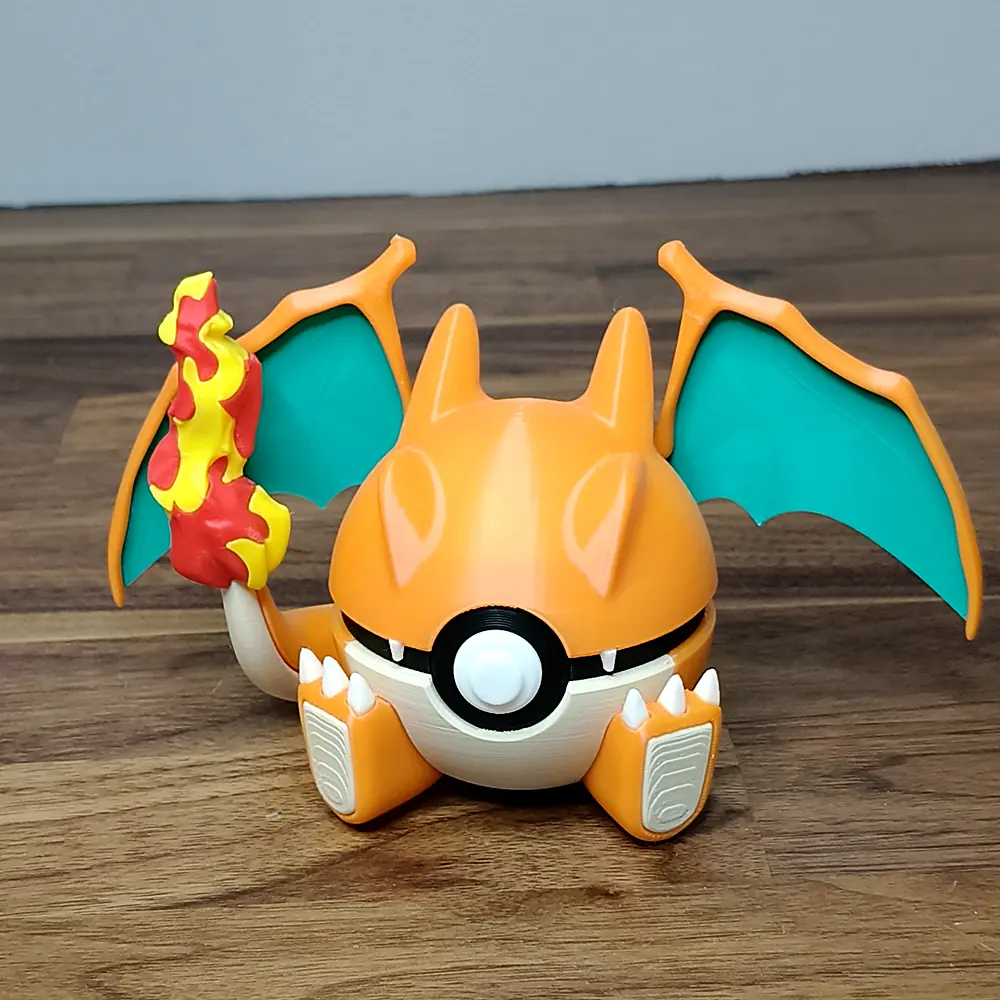Charizard Pokéball 3D print with teal wings